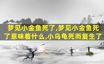 梦见小金鱼死了,梦见小金鱼死了意味着什么,小乌龟死而复生了