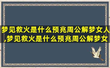 梦见救火是什么预兆周公解梦女人,梦见救火是什么预兆周公解梦女人怀孕