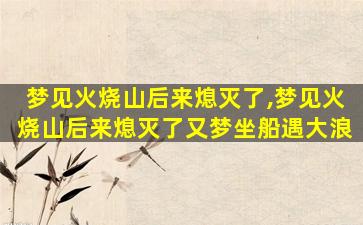 梦见火烧山后来熄灭了,梦见火烧山后来熄灭了又梦坐船遇大浪