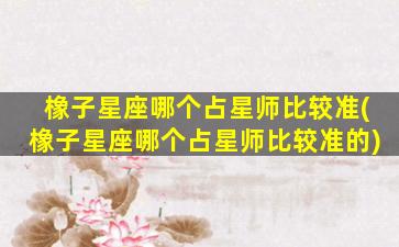 橡子星座哪个占星师比较准(橡子星座哪个占星师比较准的)