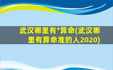 武汉哪里有*
算命(武汉哪里有算命准的人2020)