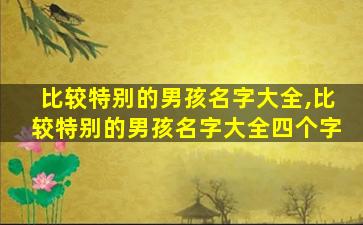 比较特别的男孩名字大全,比较特别的男孩名字大全四个字