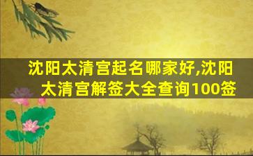 沈阳太清宫起名哪家好,沈阳太清宫解签大全查询100签
