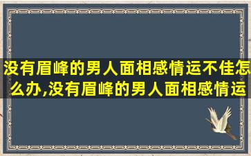 没有眉峰的男人面相感情运不佳怎么办,没有眉峰的男人面相感情运不佳怎么办呢
