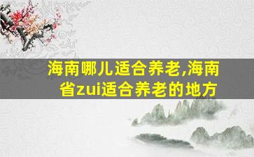 海南哪儿适合养老,海南省zui
适合养老的地方