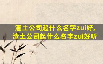 渣土公司起什么名字zui
好,渣土公司起什么名字zui
好听