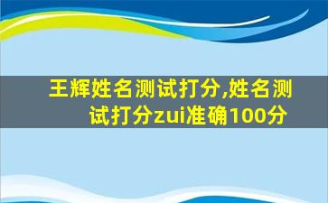 王辉姓名测试打分,姓名测试打分zui
准确100分