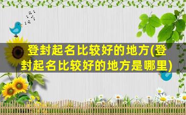 登封起名比较好的地方(登封起名比较好的地方是哪里)