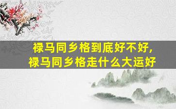 禄马同乡格到底好不好,禄马同乡格走什么大运好