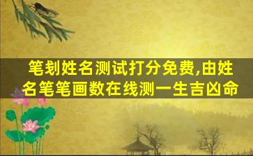 笔刬姓名测试打分免费,由姓名笔笔画数在线测一生吉凶命