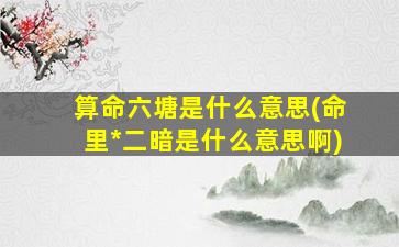 算命六塘是什么意思(命里*
二暗是什么意思啊)