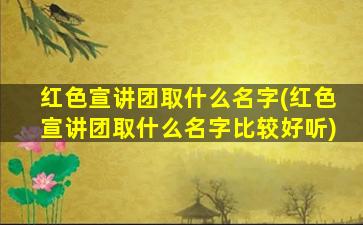 红色宣讲团取什么名字(红色宣讲团取什么名字比较好听)