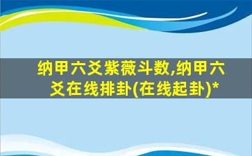 纳甲六爻紫薇斗数,纳甲六爻在线排卦(在线起卦)*