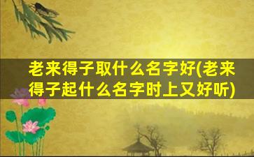 老来得子取什么名字好(老来得子起什么名字时上又好听)