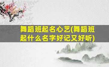 舞蹈班起名心艺(舞蹈班起什么名字好记又好听)