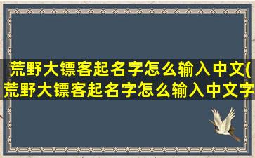 荒野大镖客起名字怎么输入中文(荒野大镖客起名字怎么输入中文字幕)