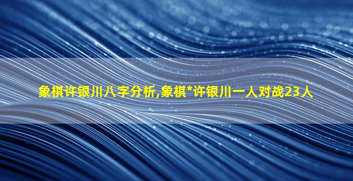 象棋许银川八字分析,象棋*
许银川一人对战23人