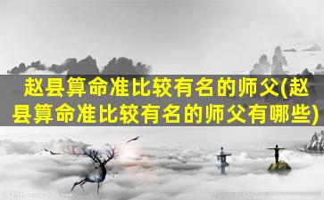 赵县算命准比较有名的师父(赵县算命准比较有名的师父有哪些)