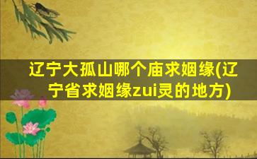 辽宁大孤山哪个庙求姻缘(辽宁省求姻缘zui
灵的地方)