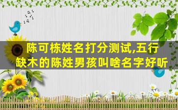 陈可栋姓名打分测试,五行缺木的陈姓男孩叫啥名字好听