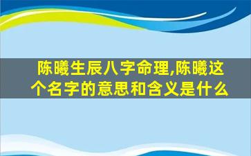 陈曦生辰八字命理,陈曦这个名字的意思和含义是什么