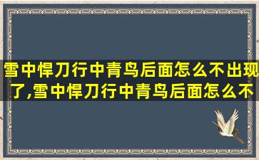 雪中悍刀行中青鸟后面怎么不出现了,雪中悍刀行中青鸟后面怎么不出现了呢