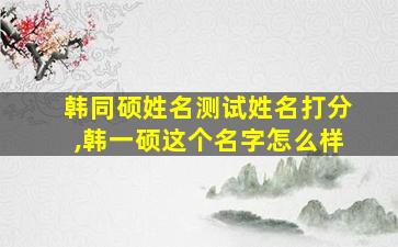 韩同硕姓名测试姓名打分,韩一硕这个名字怎么样