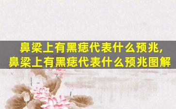 鼻梁上有黑痣代表什么预兆,鼻梁上有黑痣代表什么预兆图解