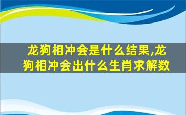 龙狗相冲会是什么结果,龙狗相冲会出什么生肖求解数