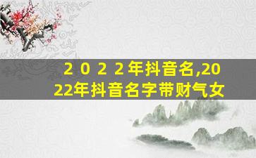 ２０２２年抖音名,2022年抖音名字带财气女